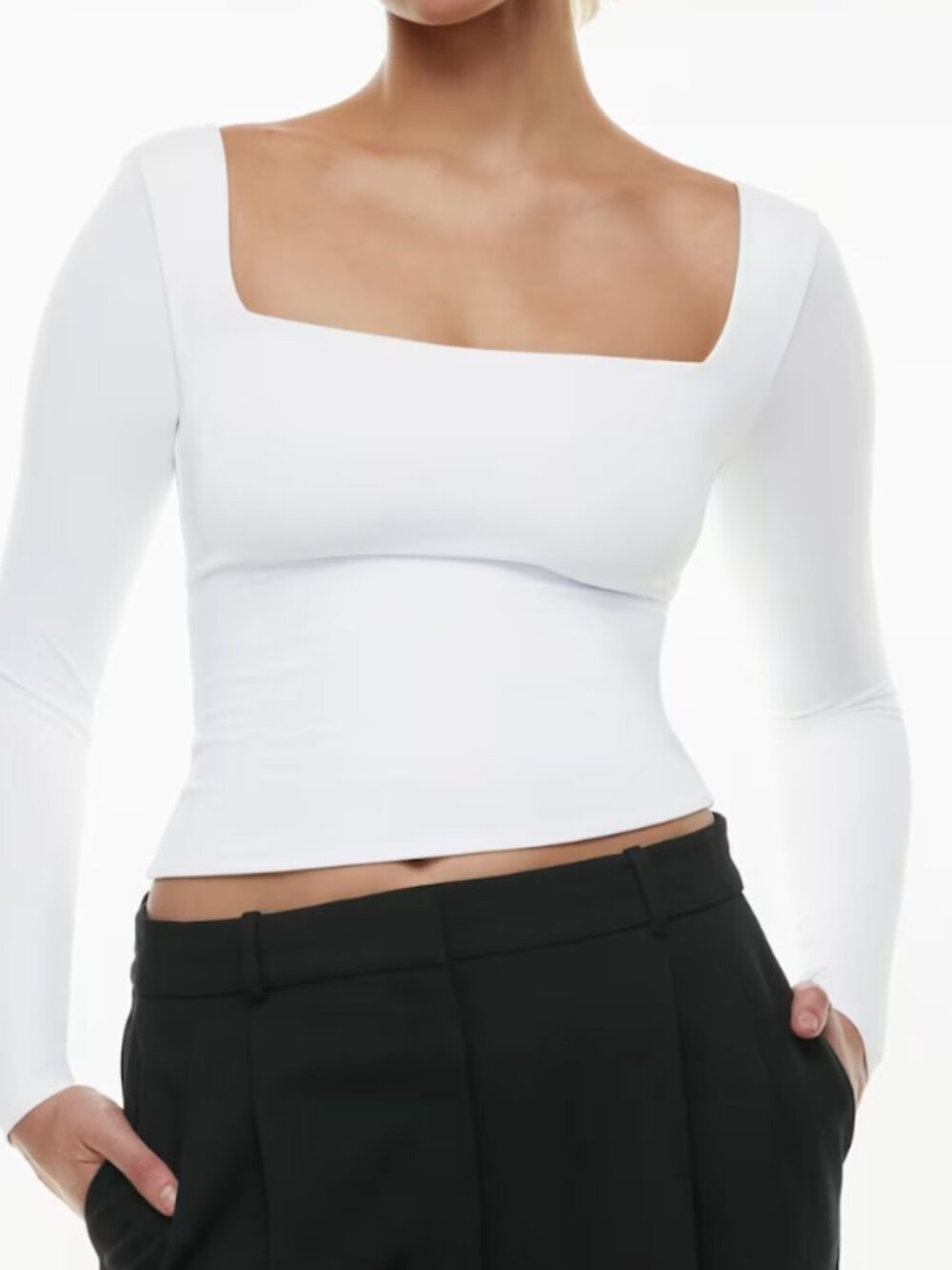 Aritzia Original Contour Squareneck Longsleeve White sz SM